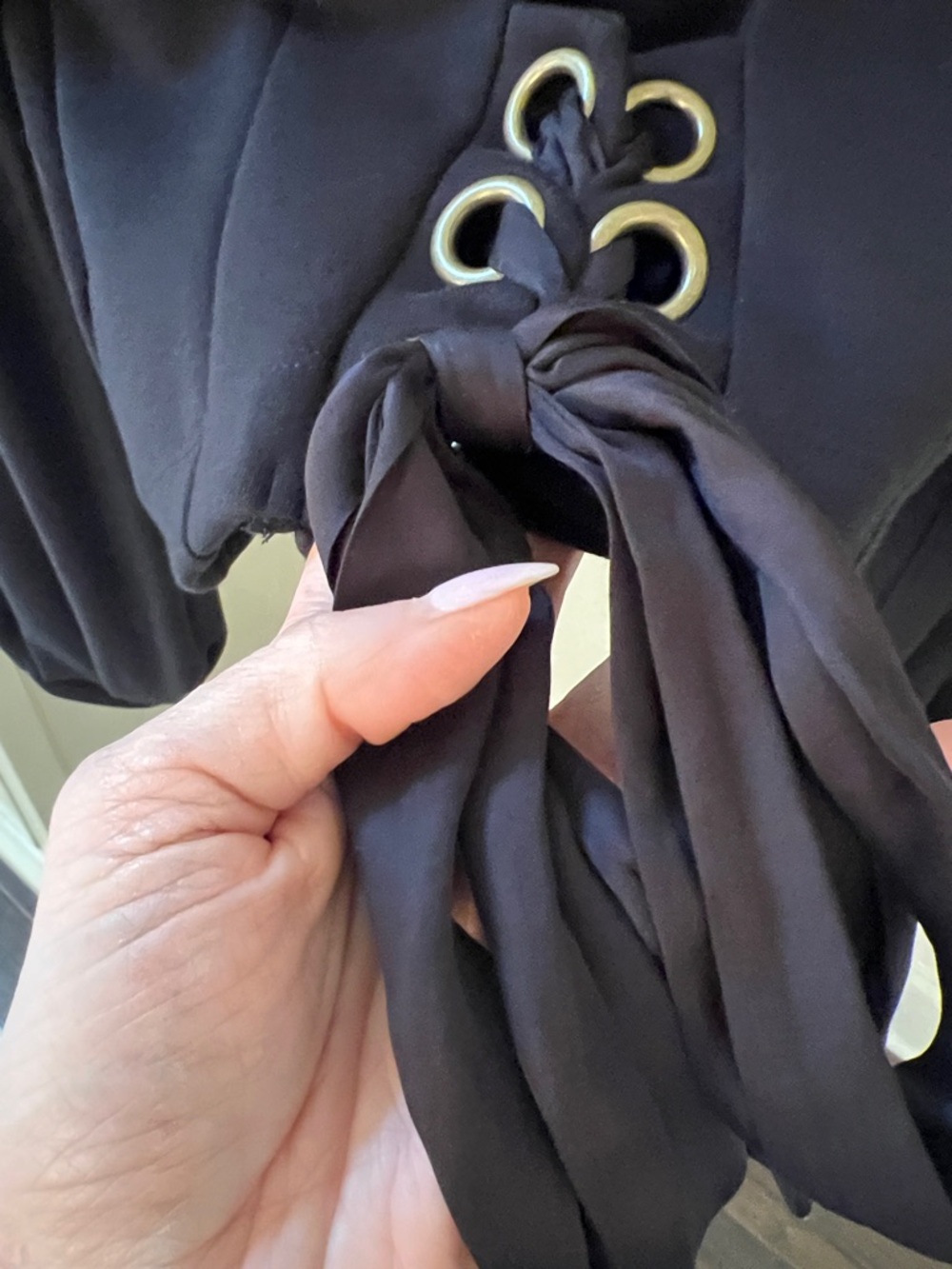 MAEVE Anthropologie Black Cropped Boatneck Corset Sweatshirt Balloon Sleeves - Picture 4 of 7